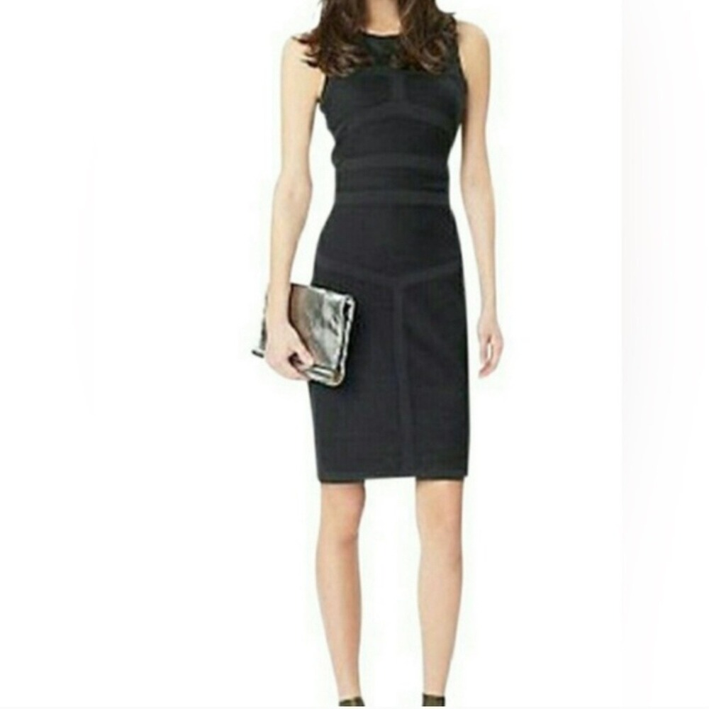 DIANE von‎ FURSTENBERG Black Sleeveless Sheath Dress Geometric Panels Size 10